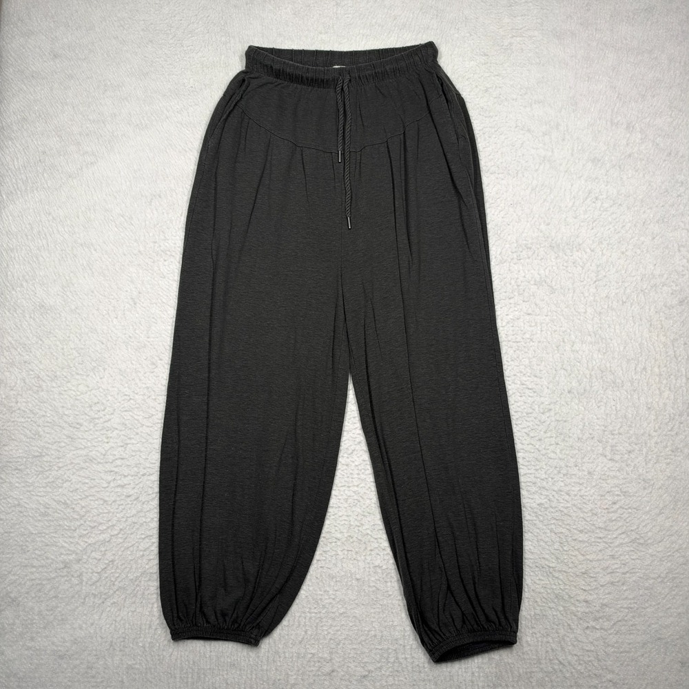 Aerie Gray Drawstring Baggy Parachute Pants Elastic Waist Crinkle Women's Size S